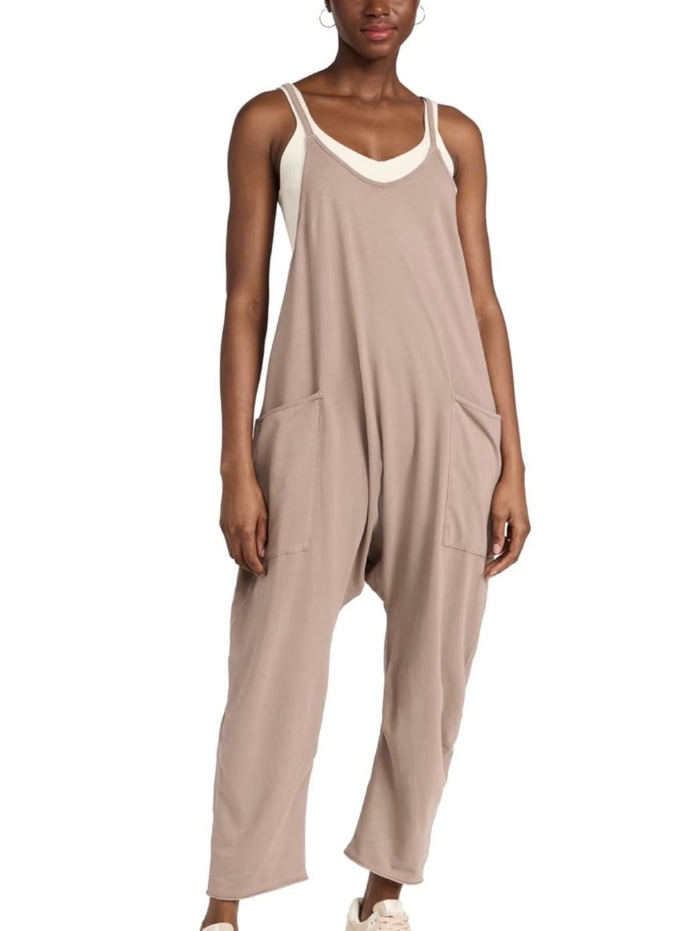 New Free People FP Movement Women's Size L Hot Shot Jumpsuit, Beige Or Tan Color